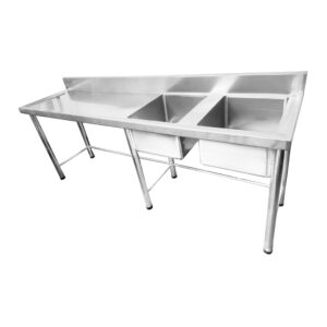 Lavadero 2 Pozas 90 x 230 x 60 Cm 304 Acero Inoxidable